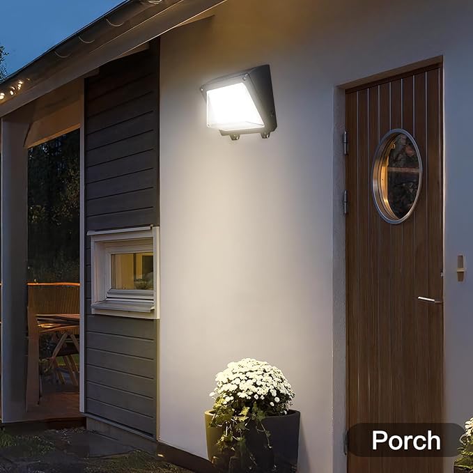 JTT LED Wall Pack Lights Outdoor with Dusk to Dawn Photocell, Selectable 75W/60W/45W, 9750LM/7800LM/5850LM, 6000K/5000K/4000K,Waterproof Flood Security Wall Pack Lighting for Garage Yard Parking Lot