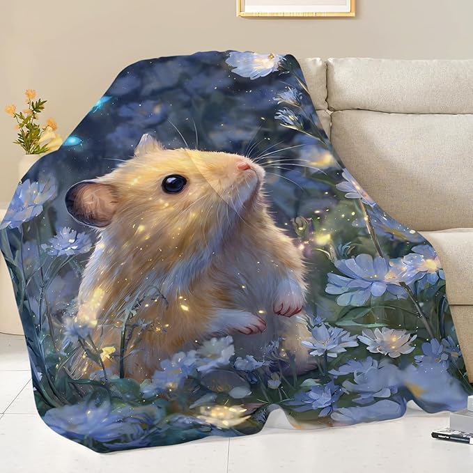 Hamster Blanket Gifts for Girls Boys Cute Animal Lover Throw Cozy Plush Fleece Flannel Lightweight Fuzzy Blankets for Women Men 80"X60"