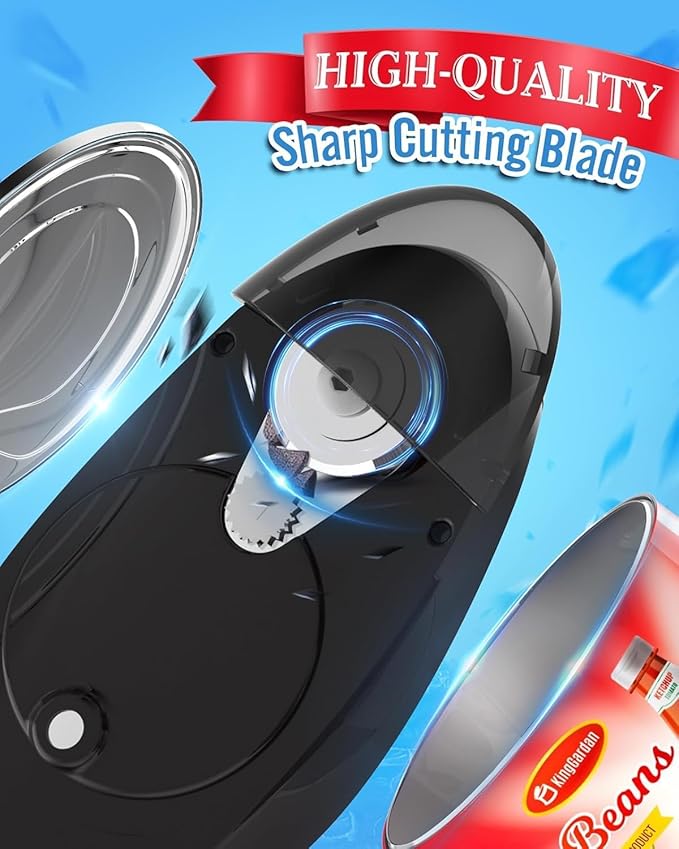 Electric Can Opener Easily Open All Can Sizes with Fast Speed & Smooth Edge, Food-Safe and Battery Operated Can Openers for Kitchen, Automatic Can Opener Hands Free for Weak Hands, Seniors (Black)