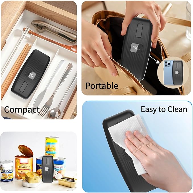Electric Can Opener with LED Display, USB Rechargeable Electric Can Opener for Seniors & Arthritis, One-Touch Automatic Can Opener, Hands-Free, Smooth Edge, Compact, Cordless
