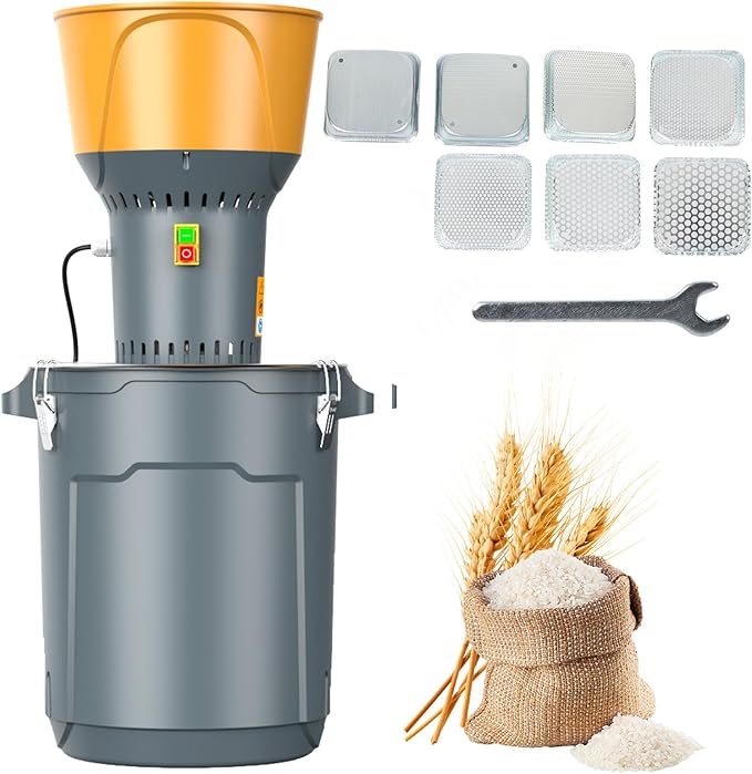 25L Electric Grain Mill Grinder, Corn Mill, Flour Mills Molino de Maiz, Farm Home Grinder for Feed, Wheat With 7 Size Filters + 1 Wrench