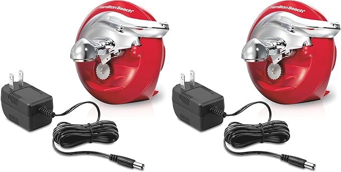 Hamilton Beach Electric Can Opener | Cordless | Rechargeable | Hands-Free Operation | Removable Blade | Red | Pack of 2