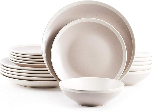 Rock Ridge Speckled Stoneware Dinnerware Set (18pc Set, Sands and Ivory)