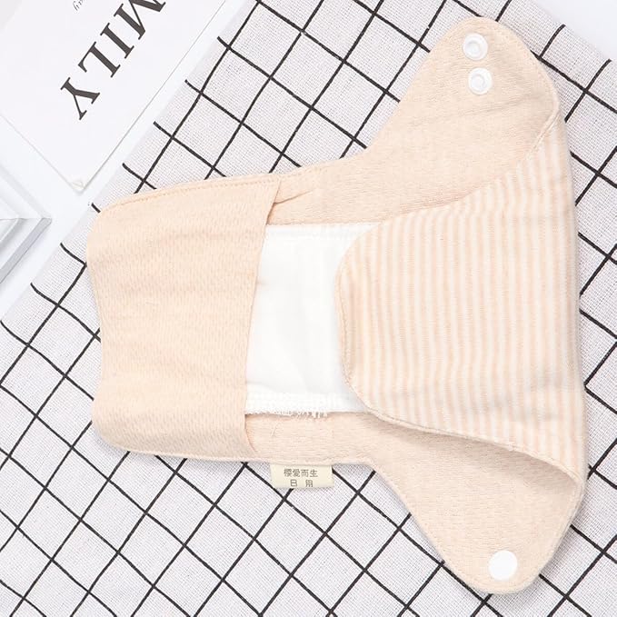 2pcs Reusable Washable Menstrual Pads Organic Cotton Panty Liners Strong Absorbent Breathable Sanitary Towels for Women Period and Postpartum Use Foldable Travel-Friendly