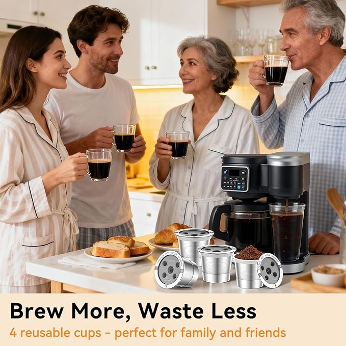 CAPMESSO Reusable K Cups for Keurig: 4 Stainless Steel Coffee Pods 5-hole Metal Coffee Filters for Keurig K Supreme/K Slim/K-Brew Chill/K-Duo Gen 2 with Multistream Technology, No BPA, Durable