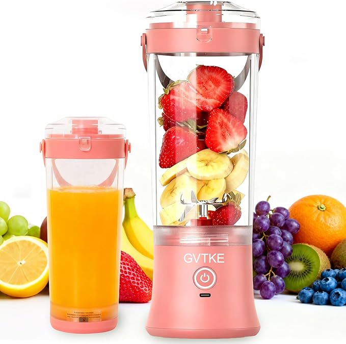 Portable Blender Dual Mode 18000RPM 20Oz Blending Cup Ice Crushing Smoothie Frozen Fruit Mini For Home Gym Travel(Pink)