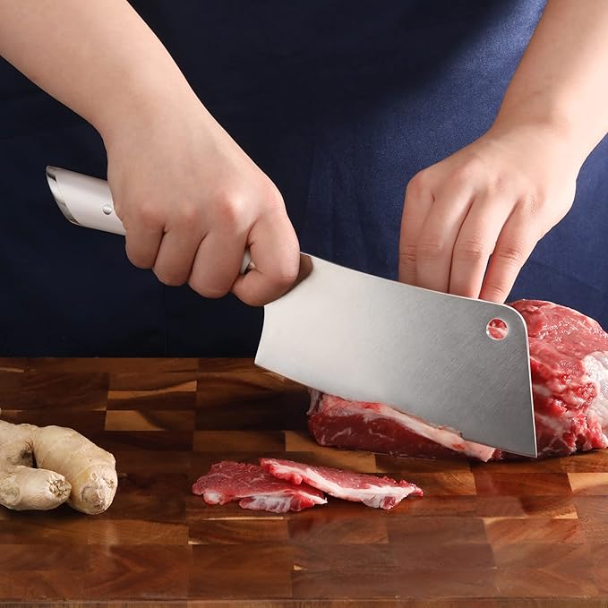 Cangshan HELENA Series German Steel Forged Cleaver Knife Block Set (3-Piece, White)