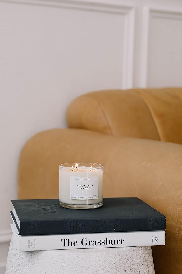 Calyan Wax Co. Aspen & Fog 3 Wick Scented Candle - 43 Hour Burn - Luxury 3 Wick Soy Candles - Non Toxic Soy Wax Candles - Long Lasting Large Glass Jar Candle for Home - 14.9oz