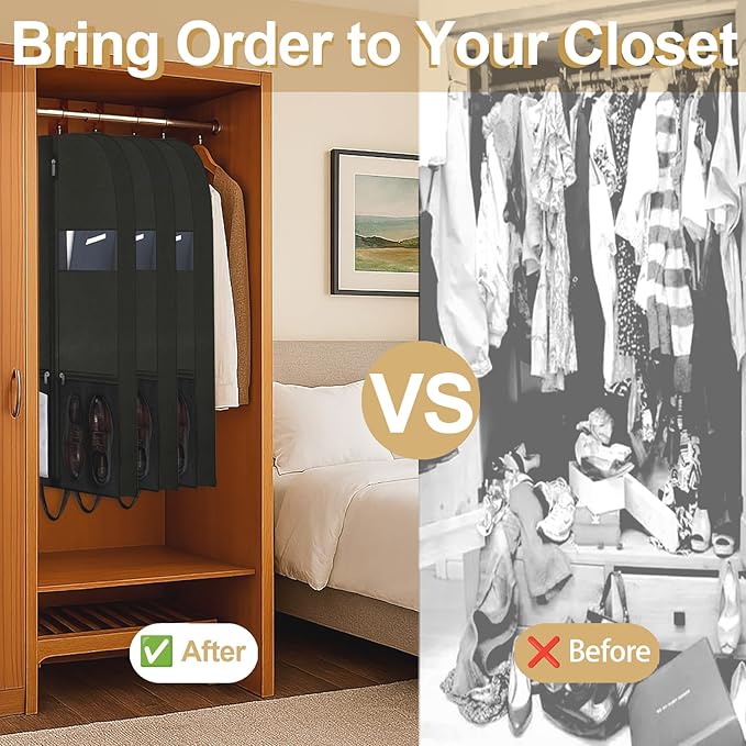 Large Heavy Duty Garment Bag for Clothing Storage, Heavy Duty Garment Bags for Travel and Hanging Clothes, Zippered Breathable Garment Bags for Long Dresses, Hanging Garment Bags for Closet Storage