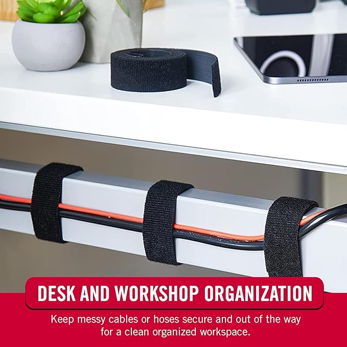 VELCRO Brand Cut to Length Straps Heavy Duty | 45 Ft x 3/4 in | ONE-WRAP Self-Gripping Double Sided Roll | Bundling Ties Fasten to Themselves for Secure Hold, VEL-30835-AMS, White