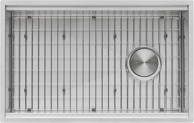 Ruvati 27-inch Workstation Kitchen Sink - Slope Bottom Offset Drain 16 Gauge Stainless Steel Undermount Kitchen Sink with Brushed Finish hides scratches, Easy-to-Clean - RVH8570