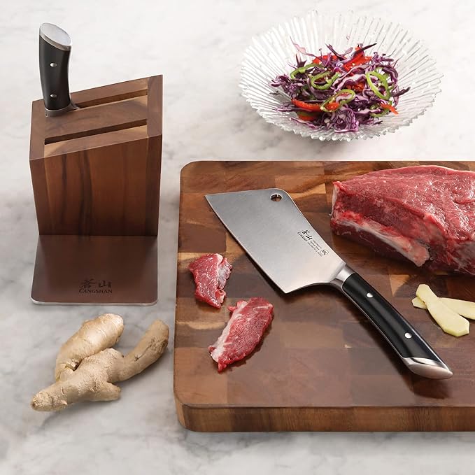 Cangshan HELENA Series German Steel Forged Cleaver Knife Block Set (3-Piece, Black)