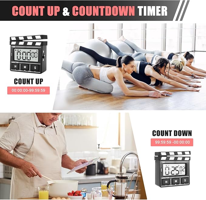 QANYI Modern Style Large Magnetic LED Display Digital Kitchen Timer, Auto Memory, Auto Shut-Off, Cute Desk Timer for Study, Classroom, Toothbrush, Exercise, Bathroom, Cooking