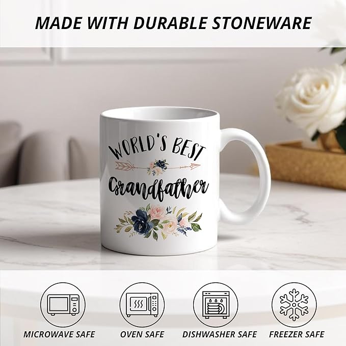 Grandfather Mug, Grandfather Coffee Cups Ceramic, World's Best Grandfather Coffee Mug, Grandfather Gift, Grandfather Gifts for Christmas, Grandpa Coffee Mug Gifts for Grandfather