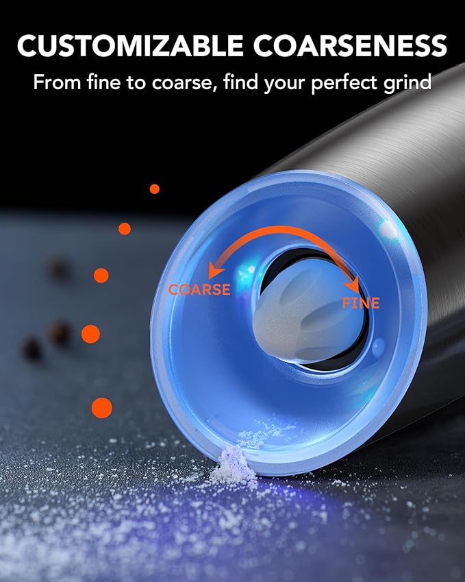 FORLIM Salt and Pepper Grinder,Gravity Pepper Grinder, Stainless Steel, 1Pack(Sliver)