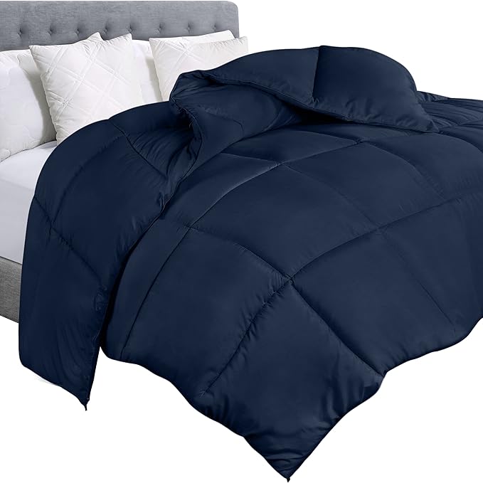 Utopia Bedding Comforter Duvet Insert, Quilted Comforter with Corner Tabs, Box Stitched Down Alternative Comforters Twin Size (Navy)