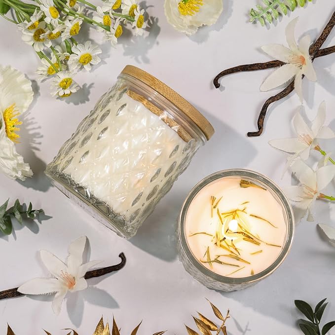 2 Pack Vanilla Scented Candles for Home Decor, 6.5oz Natural Soy Wax Aromatherapy Jar Candles, Housewarming Gift for Women