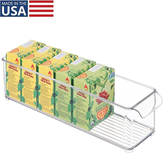 iDesign Stackable Fridge Storage Bin with Handle - Ideal for Fridge and Freezer, Clear, Made in USA