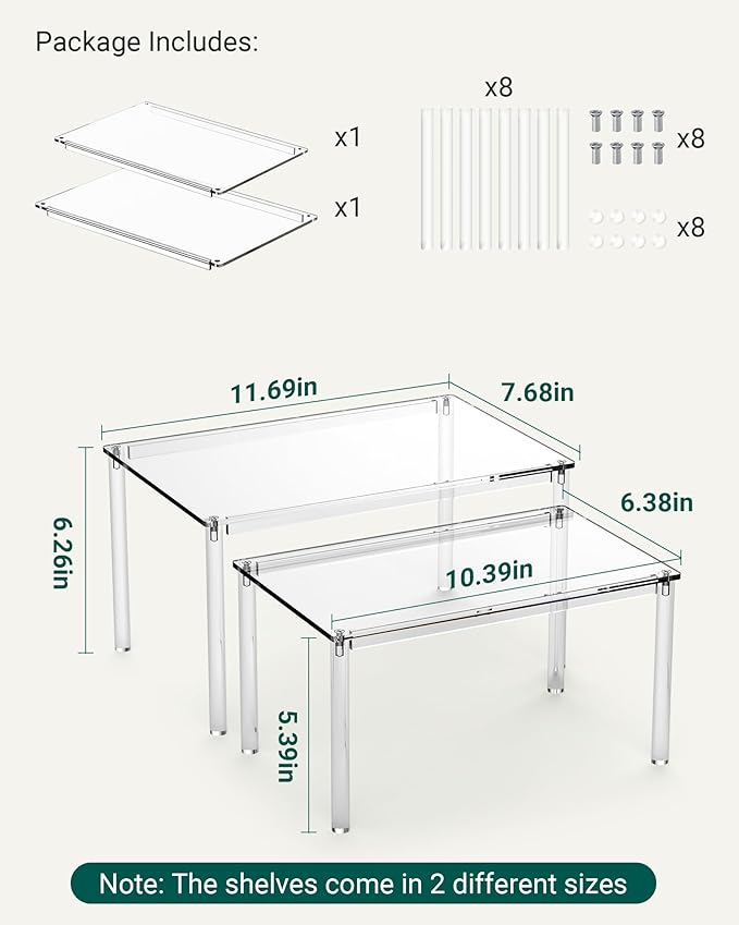 Cabinet Organizer Shelf, Set of 2 Kitchen Organizers and Storage, Kitchen Counter Shelves for Spice Dish, Spice Rack Organization for Cabinet