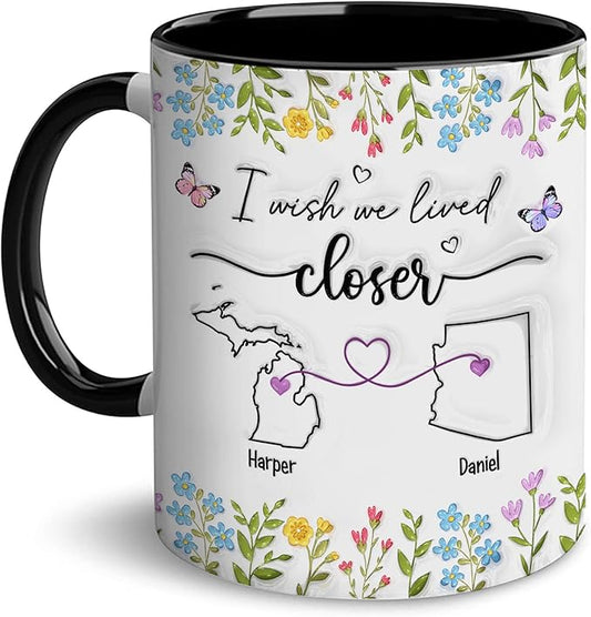 I Wish We Lived Closer Mug, Best Friends Coffee Mugs, Personalized Mugs With Names, Christmas Birthday Gifts For Best Friend Funny Mugs, Sisters Gifts From Sister, Long Distance Gift For Women