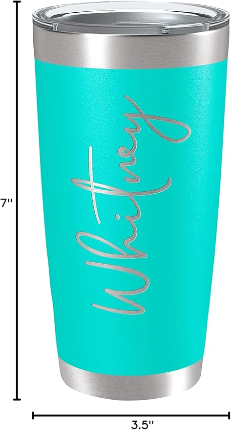 Personalized Tumblers, Stainless Steel 20 oz Tumbler w/Lid I Personalized Cups Double Walled Insulated Coffee Cup for Travel - Teal
