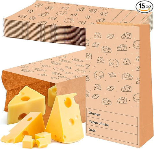 15 Count Cheese Storage Bags for Refrigerator 10.6 x 6 Inches Cheese Paper Bags, Sandwiches, Wrapping