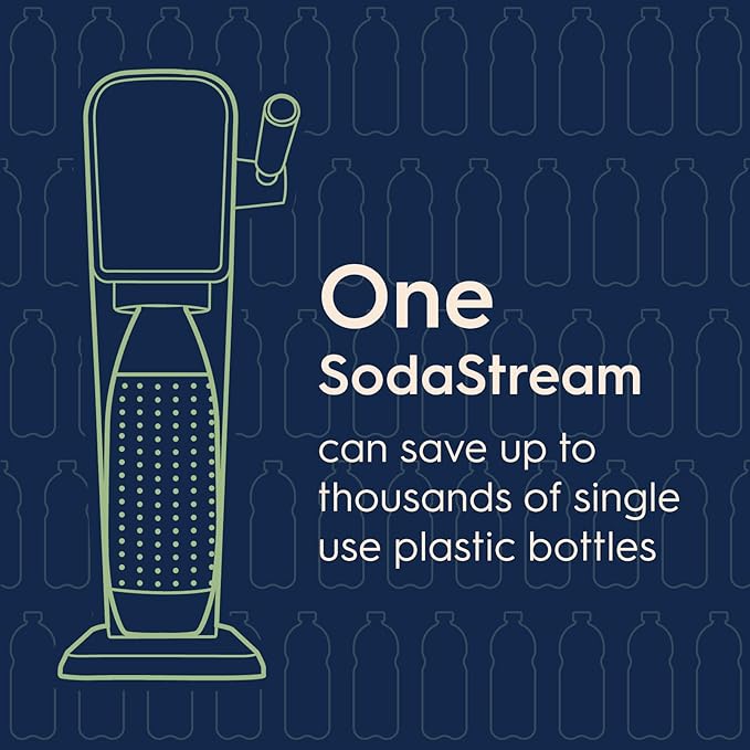SodaStream - ART Sparkling Water Maker | STARTER KIT | CQC CO2 system | Includes 1x CO2 Cylinder, 1x32 & 1x16 Fl Oz Dishwasher Safe Bottles, 1x Bubly Flavor Drop | Combine with Flavors | Misty Blue