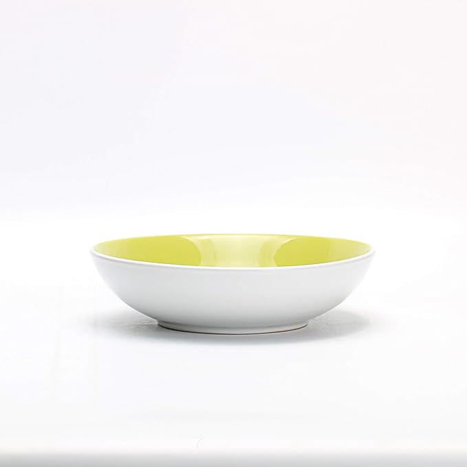 Stoneware 18pc Dinner Set, Outside White + Insdie Green