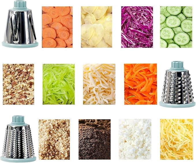 Cheese Grater with Handle,Multifunctional Rotary Cheese Grater,Kitchen Cheese Shredder Can Easily Chop Vegetables,Potatoes,Carrots,Etc.The Suction Cup is Stable and Easy to Clean (blue)
