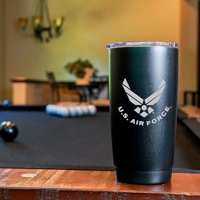 Military Gift Shop 20oz Air Force Tumbler, Double-Walled Insulated Steel USAF Coffee Mug with Lid | Air Force Gifts | USAF 20oz Tumbler