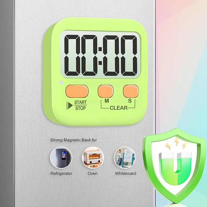 Antonki 2 Pack Digital Timer for Kids, Magnetic Countdown Kitchen Timers for Cooking, Egg, Classroom, Teacher, Exercise, Study, Oven - Battery Included