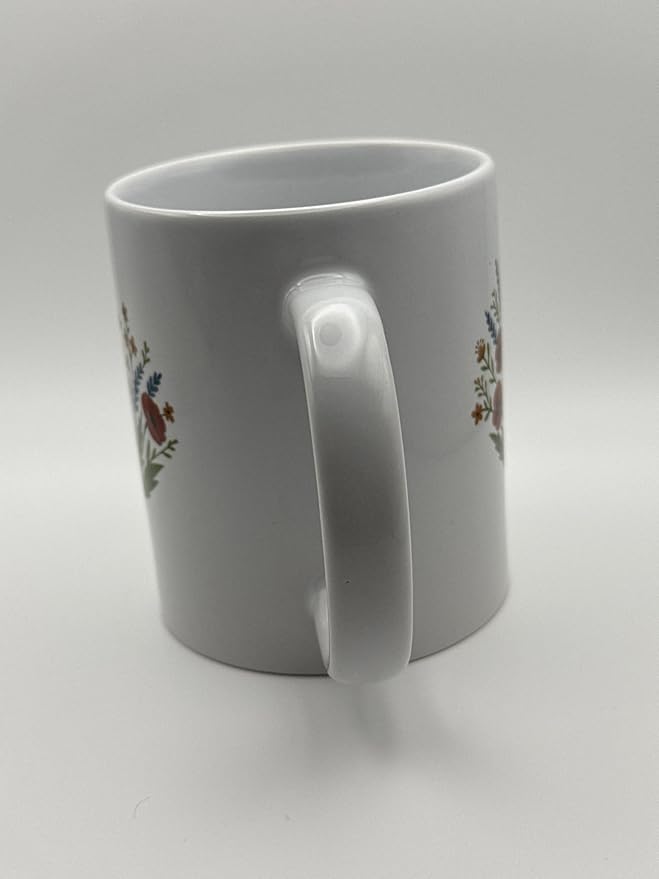 Decorative Ceramic Coffee Mug with Floral Design, White, Red Poppies Pattern
