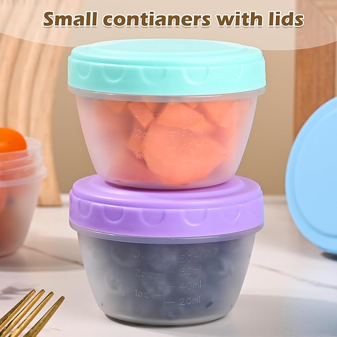 RXRRXR Salad Dressing Containers To Go 4oz Small Condiment with Lids Reusable Bpa-Free Leakproof Dipping Sauce Cups for Snack,Kitchen Storage,Camping,Travel (4OZ-6 pack)