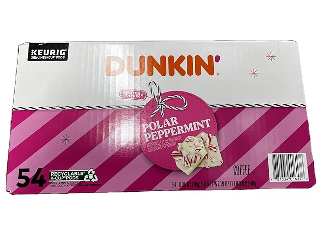 Dunkin Polar Peppermint Ground Coffee Pods 54 Count