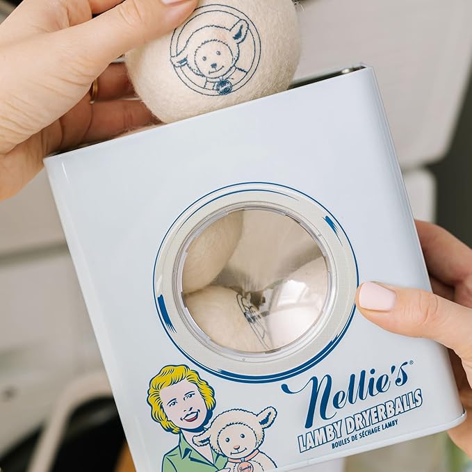 Nellie's Lamby Dryerballs, 4-Pack - Reusable Fabric Softener for 500+ Loads - 100% Pure New Zealand Wool, Silent in Your Dryer, Reduces Cloth Wrinkles, and Saves on Drying Time