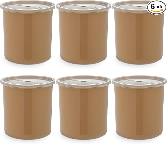 Carlisle FoodService Products Classic Round Storage Container Crock with Lid for Kitchen, Restaurants, Home, Plastic, 2.7 Quarts, Beige, (Pack of 6)