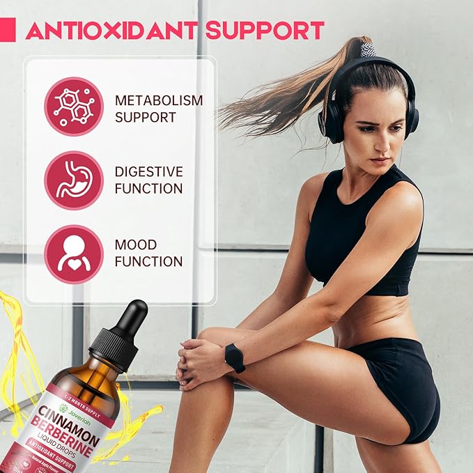 Berberine Drops with Ceylon Cinnamon Bitter Supplement,Berberine HCL Liquid Drops with Turmeric,Green Tea,Apple Cider Vinegar,Black Seed Oil for Overall Support & Digestive System 2 FL OZ