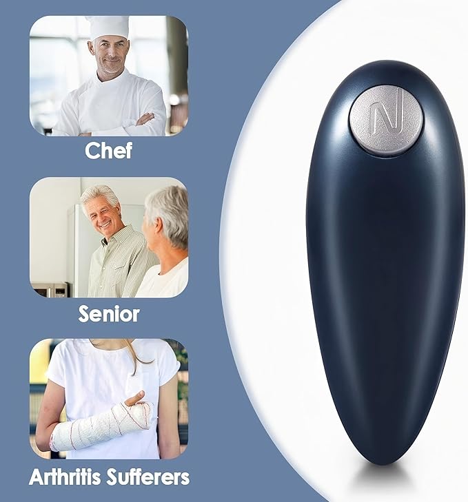 Electric Can Opener, No Sharp Edge Kitchen Can Opener, Food-Grade Safe, Arthritis-Friendly Design, Best Kitchen Gadget for Arthritis and Seniors