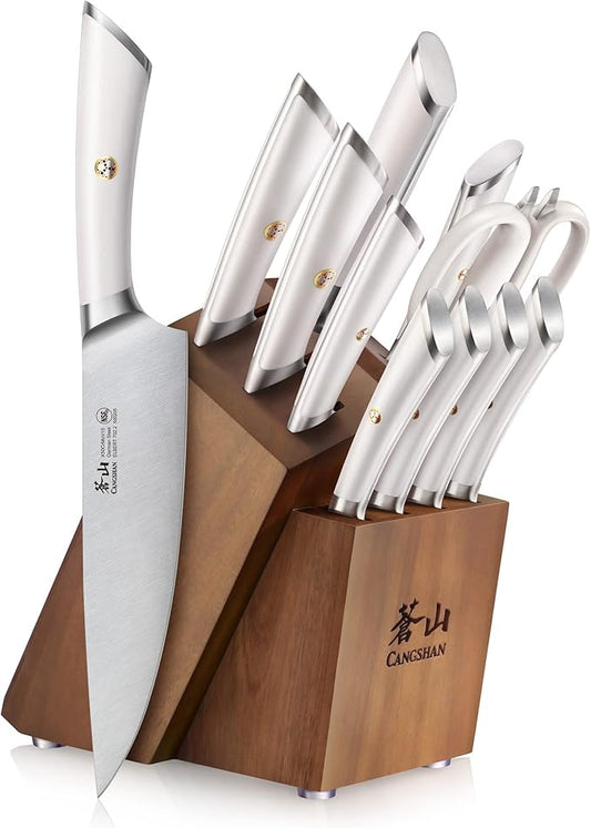 Cangshan ELBERT Series German Steel Forged Knife Block Sets (12-Piece, White)