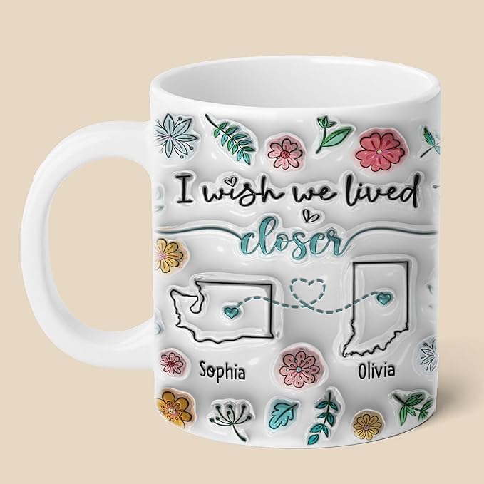 I Wish We Lived Closer Mug, Best Friends Coffee Mugs, Personalized Mugs With Names, Christmas Birthday Gifts For Best Friend Funny Mugs, Sisters Gifts From Sister, Long Distance Gift For Women