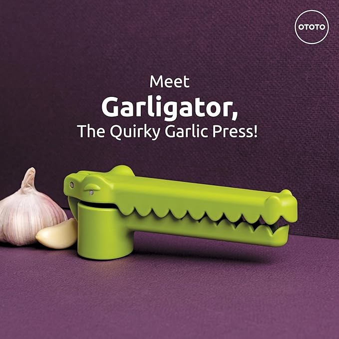 OTOTO Garligator Garlic Press - Garlic Mincer Tool - Funny Gifts - Alligator Garlic Press - Garlic Crusher Press with Ergonomic Handle