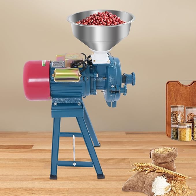 220V Electric Grain Mill Grinder, 2200W Commercial Corn Grinder with Funnel, Spice Grinders for Wheat, Rice, Cereals