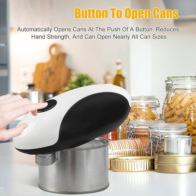 Rechargeable Electric Can Opener, Automatic Can Opener, Fast Speed & Smooth Side, Handheld Tin Jar Kitchen Tool Enduring Tin Jar Opener Kitchen Tool for Weak Hands, Seniors