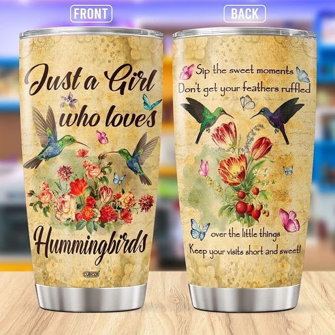 CUBICER Hummingbird Coffee Tumblers With Lid Stainless Steel Tumbler 20 Oz Cup Advice From A Just Who Loves Hummingbirds Mug Funny Wine Insulated Travel Mugs Gifts For Bird Lovers