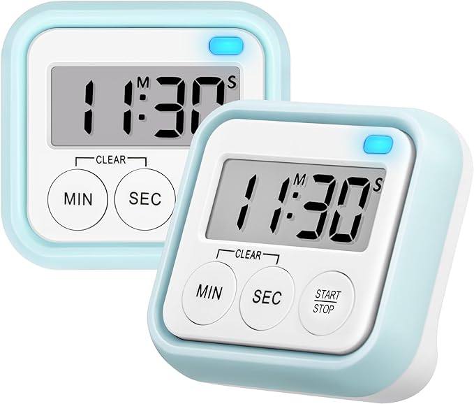 Timer, Kitchen Timers for Cooking Classroom Timer for Kids Teachers Digital Magnetic Timers 2 Pack, Blue