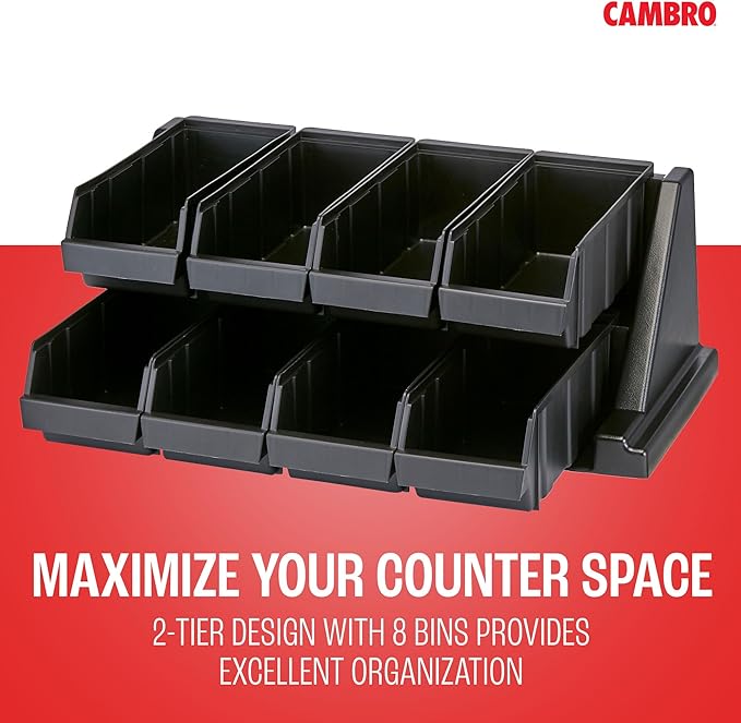 Cambro Versa Self Serve Condiment Bin - 8 Storage Bins - Ideal for Food and Coffee Condiments (Black)