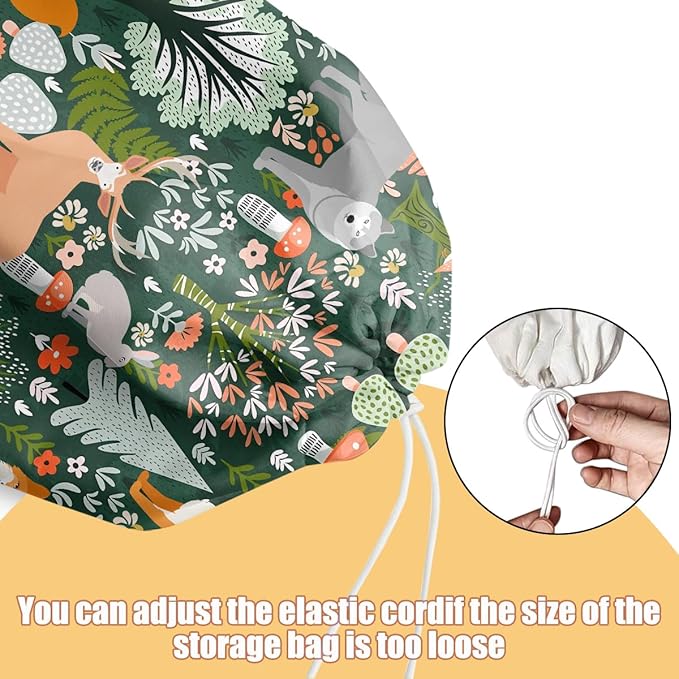 Forest Animals Plastic Bag Holder, Wall Mount Grocery Bag Holder, Plastic Storage bag, Pull Rope Free Adjustment, Plastic Bag Holders for Grocery Bags, Plastic Bag Dispenser for Home Kitchen