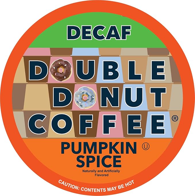 Double Donut Pumpkin Spice Medium Roast Flavored Decaf Coffee Pods for Keurig K-Cup Makers from Double Donut, 96 Capsules