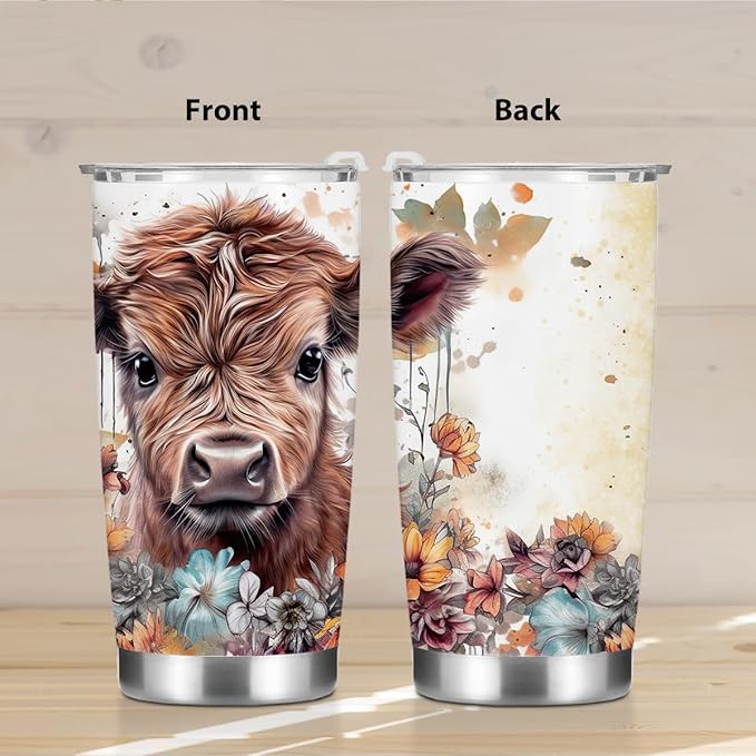 Cow Print Stuff Tumbler, Western Decor Gifts for Women Men Cow Lovers Teacher Appreciation Birthday Christmas Western Coffee Mug Stainless Steel Vacuum Insulated Double Wall Travel Cup with Lid 20oz