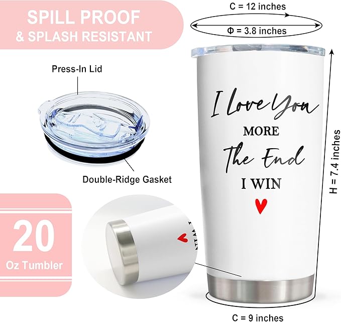 Anniversary Wedding Gifts for Women/Men Tumbler 20oz, Anniversary Wedding Gift for Couple, Gifts for Girlfriend Wife, Wife Boyfriend Husband Birthday Gift Ideas, I Love You Gift for Him Her
